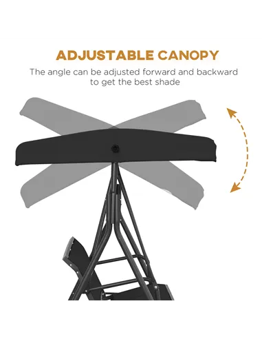 Outsunny Three-Seater Garden Swing Chair, with Canopy - Black