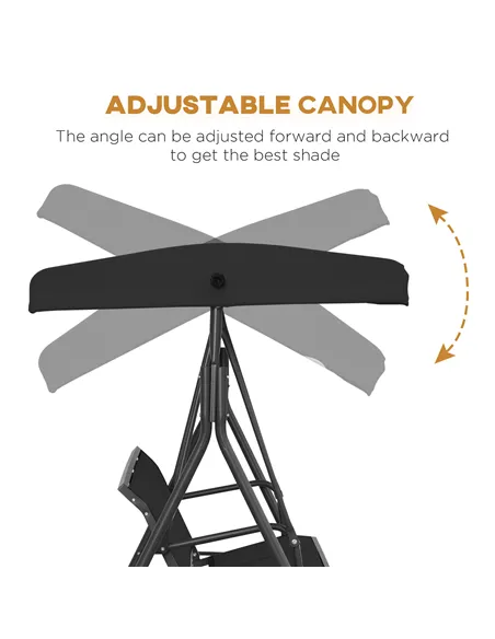 Outsunny Three-Seater Garden Swing Chair, with Canopy - Black