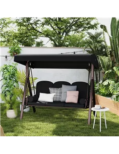 Outsunny Swing Chair Hammock Chair 3 Seater Canopy Cushion Shelter Outdoor Bench Black 2