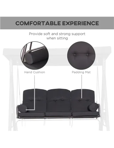 Outsunny Swing Chair Hammock Chair 3 Seater Canopy Cushion Shelter Outdoor Bench Black