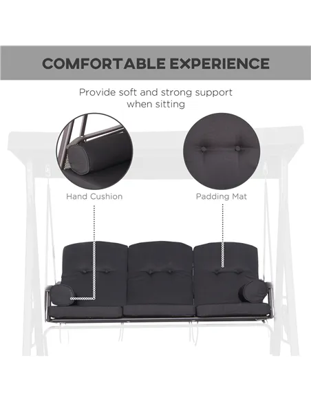 Outsunny Swing Chair Hammock Chair 3 Seater Canopy Cushion Shelter Outdoor Bench Black