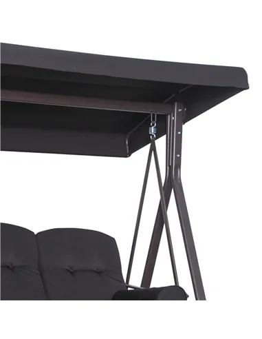 Outsunny Swing Chair Hammock Chair 3 Seater Canopy Cushion Shelter Outdoor Bench Black