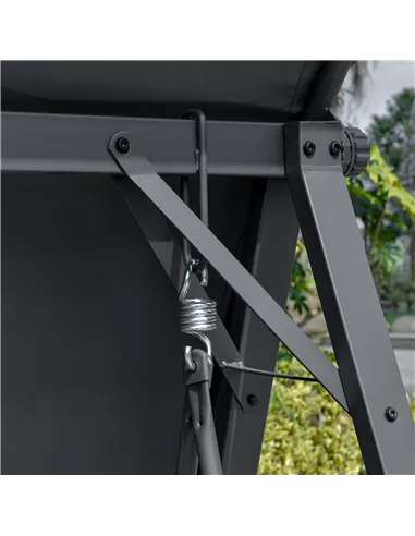 Outsunny 2 Seater Garden Swing Seat Swing Chair, Outdoor Canopy Swing Bench with Adjustable Shade, Metal Frame and Texteline Sea