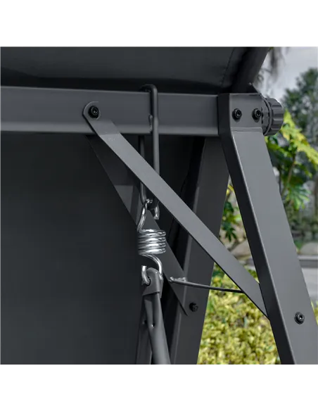 Outsunny 2 Seater Garden Swing Seat Swing Chair, Outdoor Canopy Swing Bench with Adjustable Shade, Metal Frame and Texteline Sea