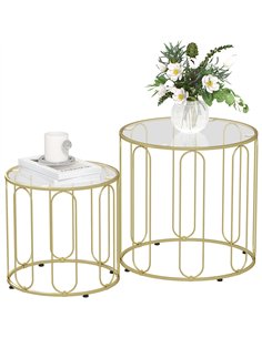 HOMCOM Elliptical Cut-Out Nesting Tables - Gold-Tone