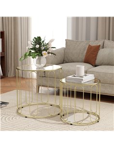 HOMCOM Elliptical Cut-Out Nesting Tables - Gold-Tone 2