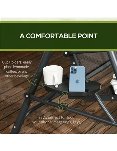 Outsunny 3 Seater Swing Chair, Garden Swing Seat Bench with Adjustable Canopy, Rattan Seat and Steel Frame for Patio, Yard, Dark