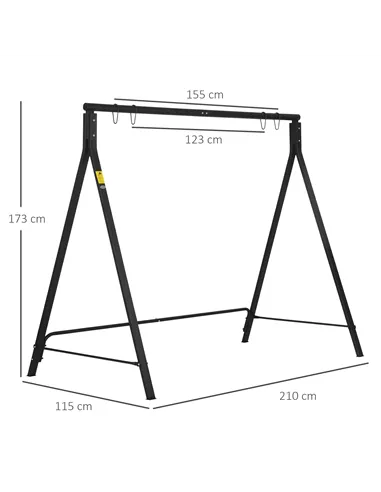 Outsunny Steel Frame Multi-Swing Seat Frame - Black