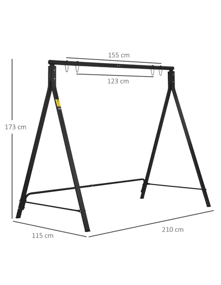 Outsunny Steel Frame Multi-Swing Seat Frame - Black