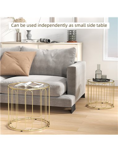 HOMCOM Elliptical Cut-Out Nesting Tables - Gold-Tone