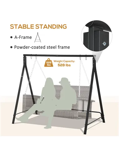 Outsunny Steel Frame Multi-Swing Seat Frame - Black