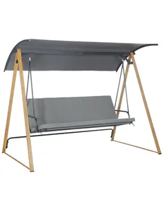 Outsunny 3 Seater Swing Chair, Garden Swing Bench with Adjustable Canopy, Cushioned Seat and Weather Resistant Steel Frame for P