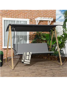 Outsunny 3 Seater Swing Chair, Garden Swing Bench with Adjustable Canopy, Cushioned Seat and Weather Resistant Steel Frame for P 2