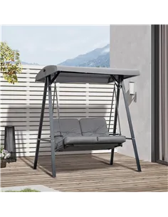 Outsunny 2 Seater Garden Swing Chair with Adjustable Tilting Canopy, Outdoor Hammock Bench with Steel Frame for Patio, Grey 2