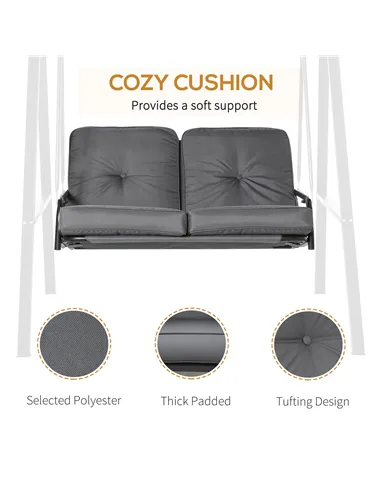 Outsunny 2 Seater Garden Swing Chair with Adjustable Tilting Canopy, Outdoor Hammock Bench with Steel Frame for Patio, Grey