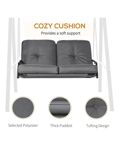 Outsunny 2 Seater Garden Swing Chair with Adjustable Tilting Canopy, Outdoor Hammock Bench with Steel Frame for Patio, Grey