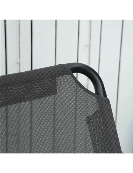 Outsunny 2 Seater Garden Swing Chair with Adjustable Tilting Canopy, Outdoor Hammock Bench with Steel Frame for Patio, Grey