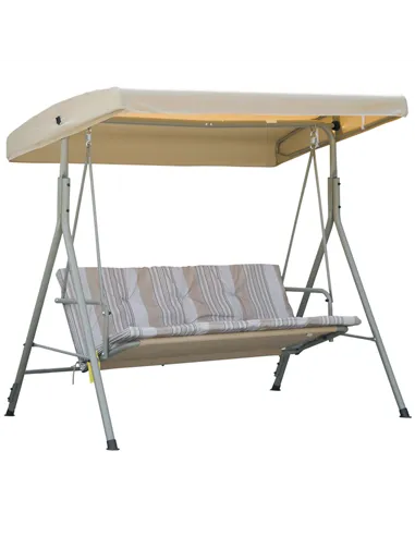 Outsunny Three-Seater Garden Swing Seat - Light Brown