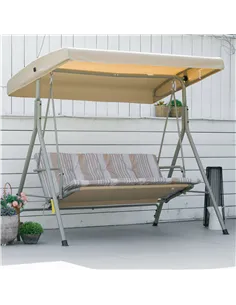 Outsunny Three-Seater Garden Swing Seat - Light Brown 2