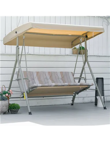 Outsunny Three-Seater Garden Swing Seat - Light Brown