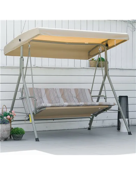 Outsunny Three-Seater Garden Swing Seat - Light Brown