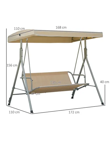 Outsunny Three-Seater Garden Swing Seat - Light Brown