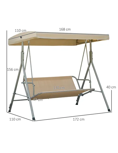 Outsunny Three-Seater Garden Swing Seat - Light Brown