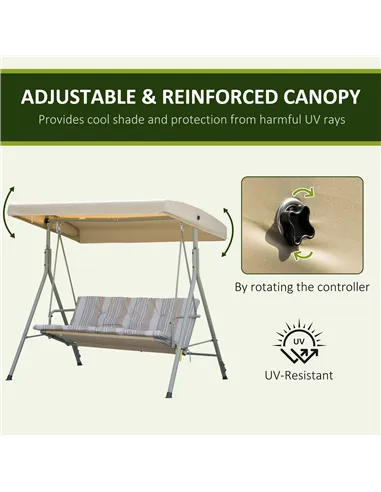 Outsunny Three-Seater Garden Swing Seat - Light Brown