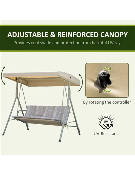 Outsunny Three-Seater Garden Swing Seat - Light Brown