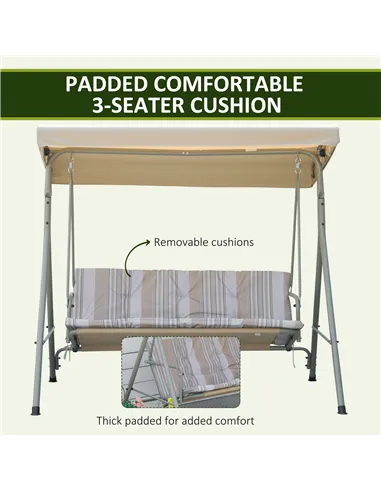 Outsunny Three-Seater Garden Swing Seat - Light Brown