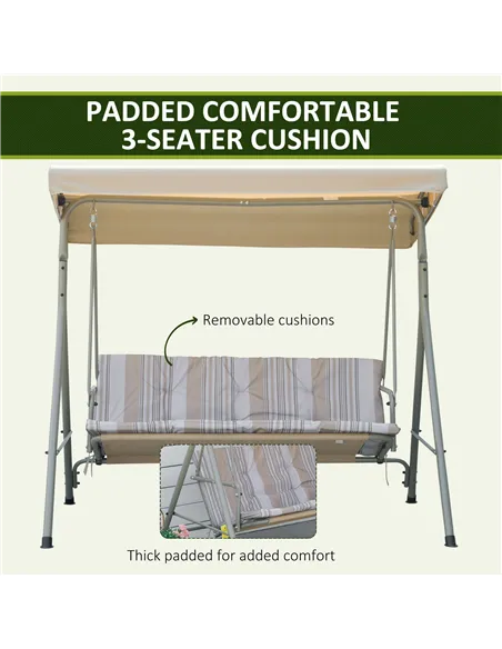 Outsunny Three-Seater Garden Swing Seat - Light Brown