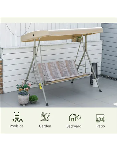 Outsunny Three-Seater Garden Swing Seat - Light Brown