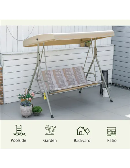 Outsunny Three-Seater Garden Swing Seat - Light Brown