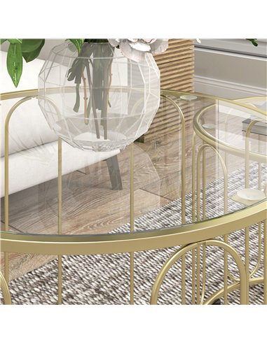 HOMCOM Elliptical Cut-Out Nesting Tables - Gold-Tone