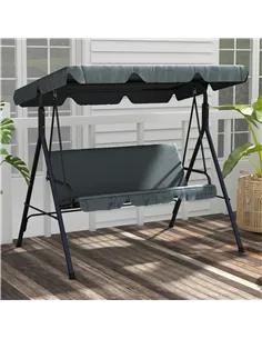 Outsunny 3 Seater Garden Swing Chair, Outdoor Swing Chair with Adjustable Canopy, Mental Frame & Cushions, Grey 2