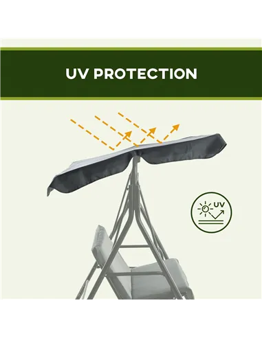 Outsunny 3 Seater Garden Swing Chair, Outdoor Swing Chair with Adjustable Canopy, Mental Frame & Cushions, Grey