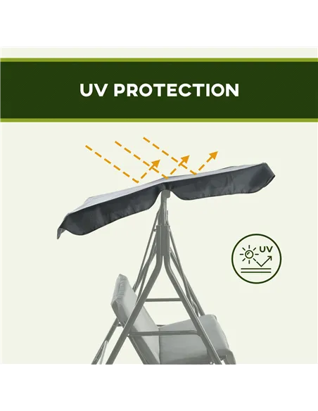Outsunny 3 Seater Garden Swing Chair, Outdoor Swing Chair with Adjustable Canopy, Mental Frame & Cushions, Grey