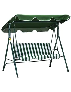 Outsunny 3-Seat Swing Chair Garden Swing Seat with Adjustable Canopy for Patio, Green
