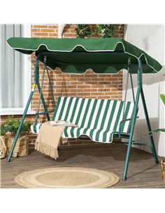 Outsunny 3-Seat Swing Chair Garden Swing Seat with Adjustable Canopy for Patio, Green 2