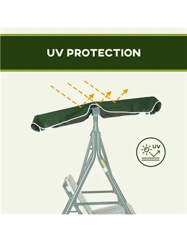 Outsunny 3-Seat Swing Chair Garden Swing Seat with Adjustable Canopy for Patio, Green