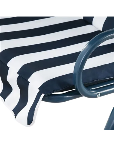 Outsunny 3 Seater Garden Swing Seat Chair Outdoor Bench with Adjustable Canopy and Metal Frame, Blue Stripes