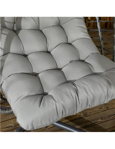 Outsunny Outdoor PE Rattan Swing Chair with Foldable Basket and Cushion, Garden Patio Hanging Egg Chair with Metal Stand, Headre