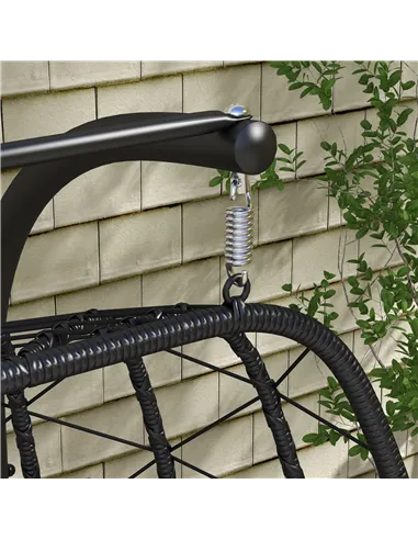 Outsunny Two-Seater Steel Frame Hanging Egg Chair - Black