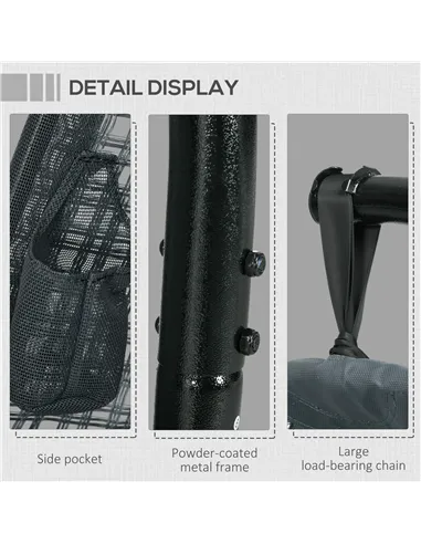 Outsunny Outdoor Swing Chair with Thick Padded Cushion, Patio Hanging Chair with Metal Stand, Egg Chair with Foldable Basket, Cu