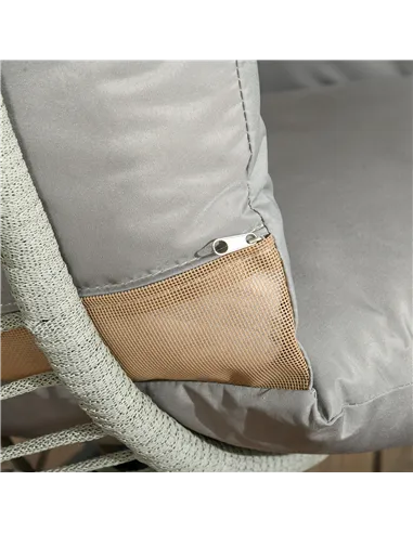 Outsunny Single Rattan Hanging Egg Chair, with Seat Cushion - Grey