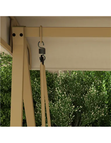 Outsunny Three-Seat Garden Swing Chair, with Adjustable Canopy - Beige