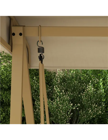 Outsunny Three-Seat Garden Swing Chair, with Adjustable Canopy - Beige