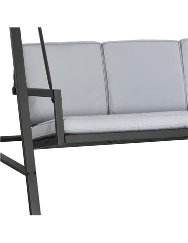 Outsunny Three-Seat Garden Swing Chair, with Adjustable Canopy - Grey