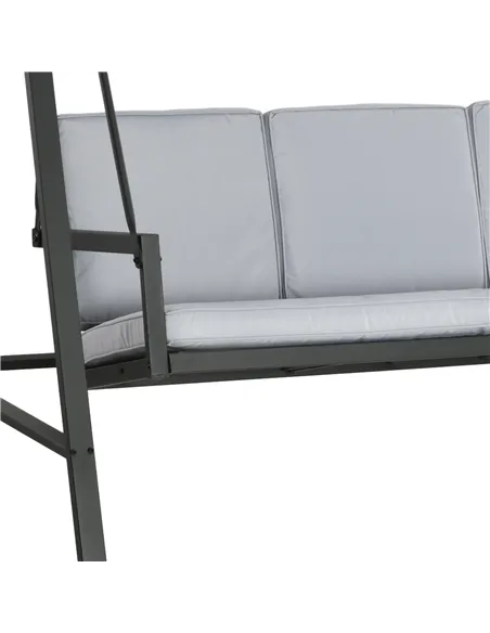 Outsunny Three-Seat Garden Swing Chair, with Adjustable Canopy - Grey