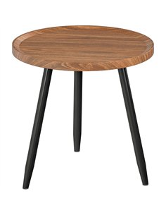 HOMCOM Modern Round Coffee Table with Steel Frame for Small Space, Sofa Beside, Living Room, Bedroom, Chestnut Wood Effect
